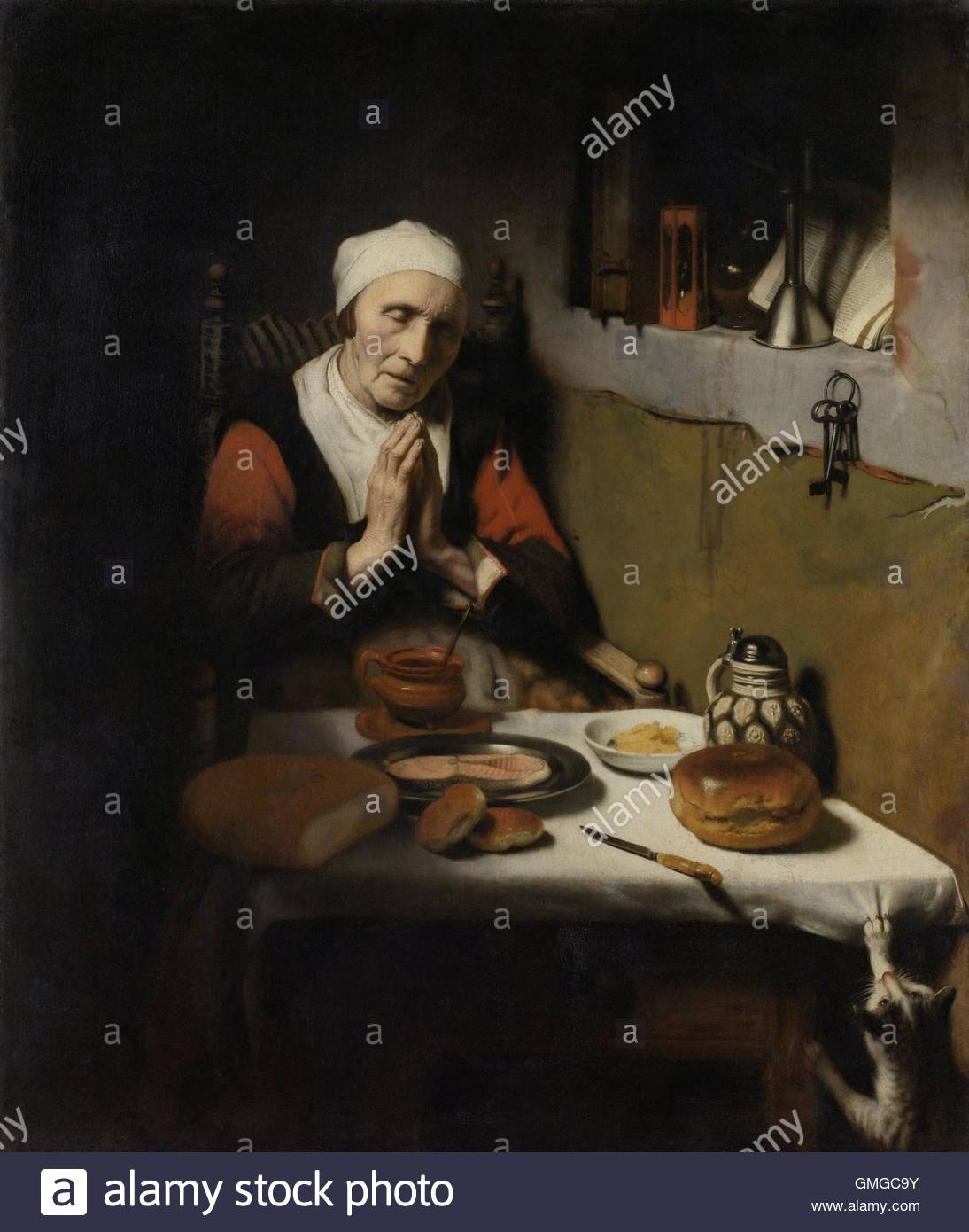 1094x1390 Old Woman Saying Grace, By Nicolaes Maes, 1656, Dutch Painting - Dutch Painting