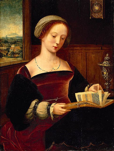 487x640 Saint Mary Magdalene Reading Art Drawingpainting Medieval - Dutch Woman Painting