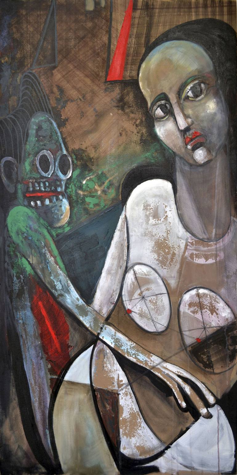 770x1538 Saatchi Art The Lady An The Dwarf Painting By Andres Dorigo - Dwarf Painting