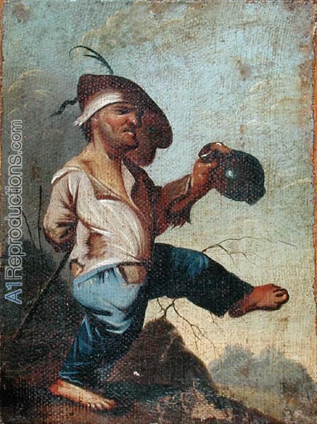 448x600 Dwarf Holding Jug Oil Painting Reproductions, Dwarf Holding - Dwarf Painting