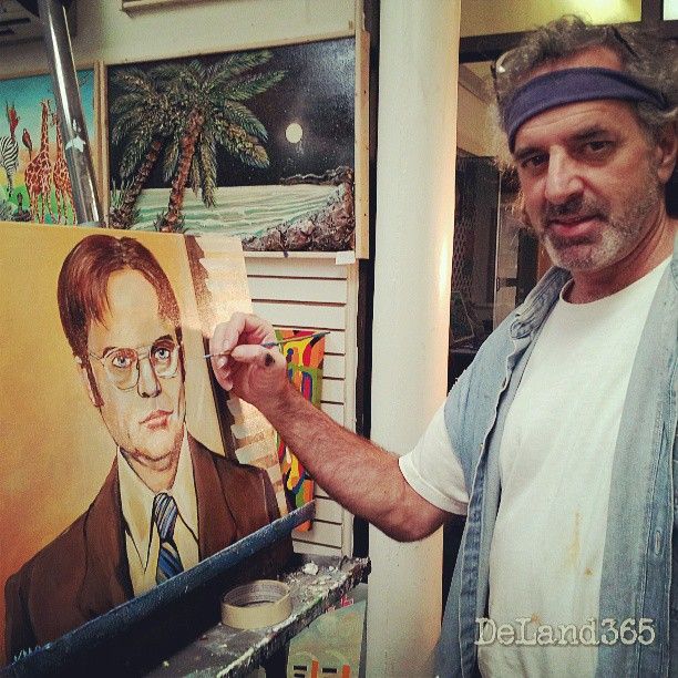 612x612 New Deland Artist, Kevin Olis Of Kmo Art, Demonstrates His - Dwight Painting The Office