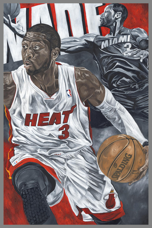 498x747 Dwyane Wade On The Attack - Dwyane Wade Painting