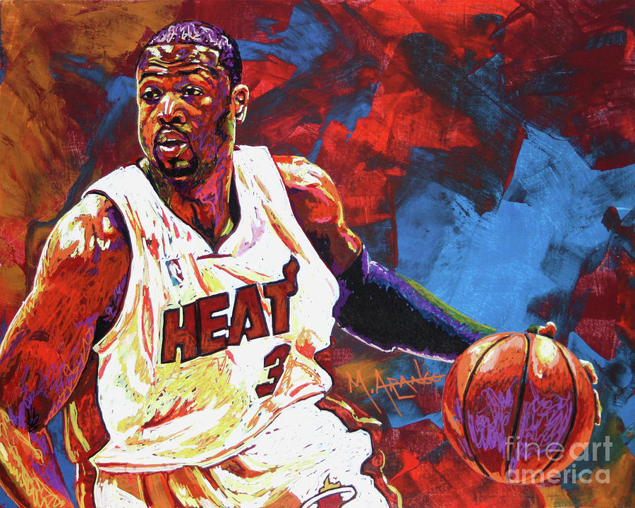 900x720 Dwyane Wade 2 Painting By Maria Arango - Dwyane Wade Painting