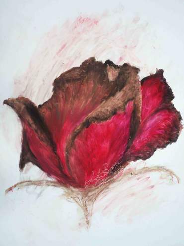 370x493 The Practicalities Of Painting With Lipstick - Dying Flower Painting