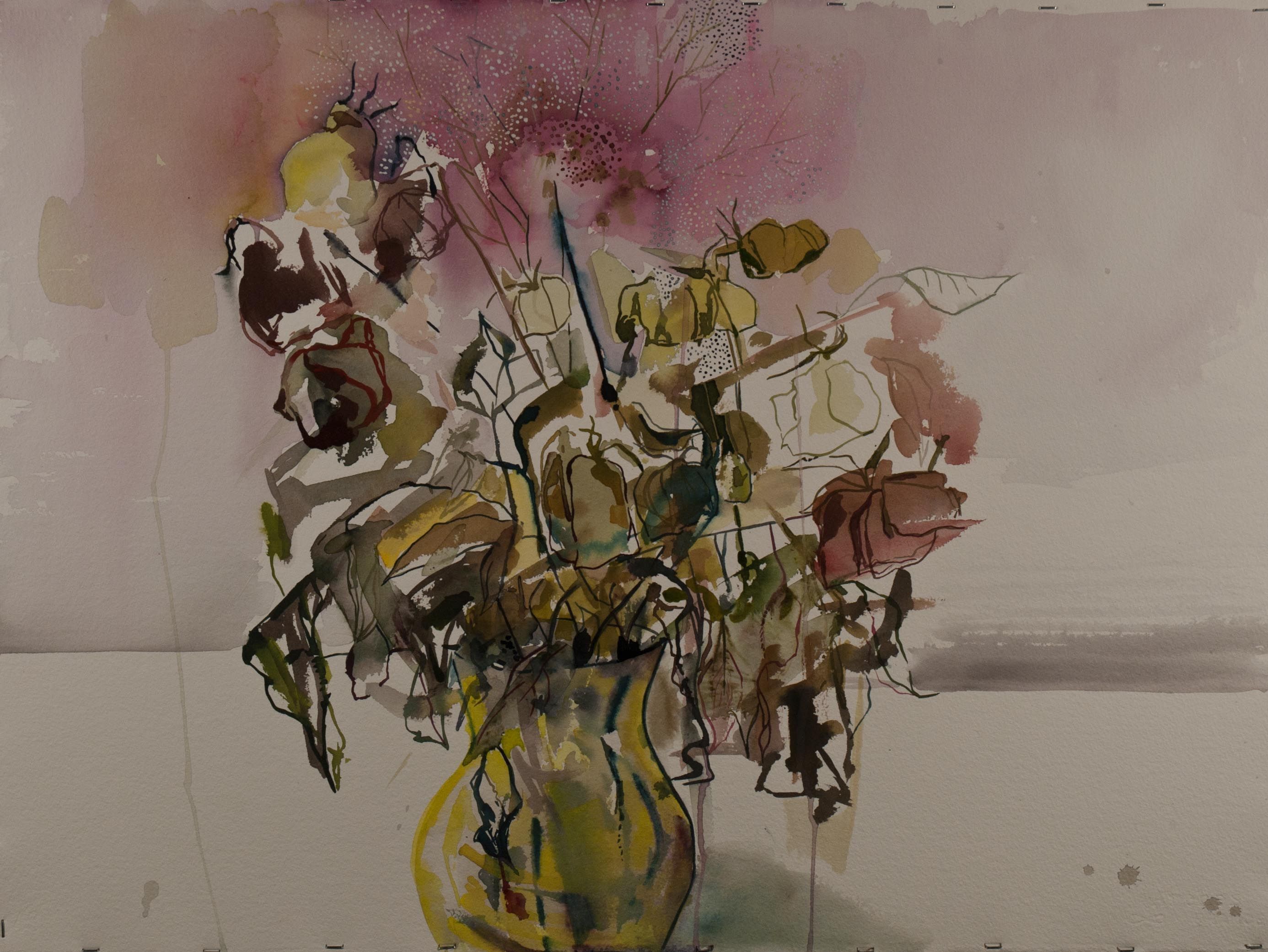 2772x2082 Dead Flowers 2013 22x30 Watercolor, Still Life - Dying Flower Painting