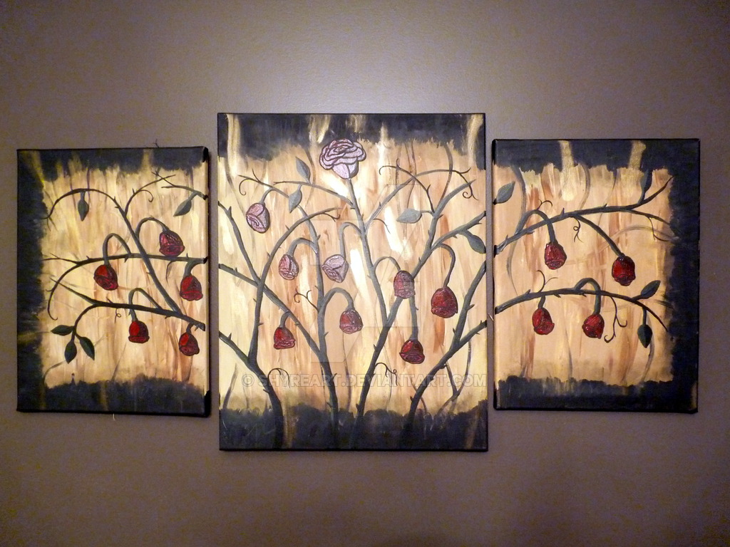 1024x768 Dying Rose Bush By Shyreart - Dying Rose Painting