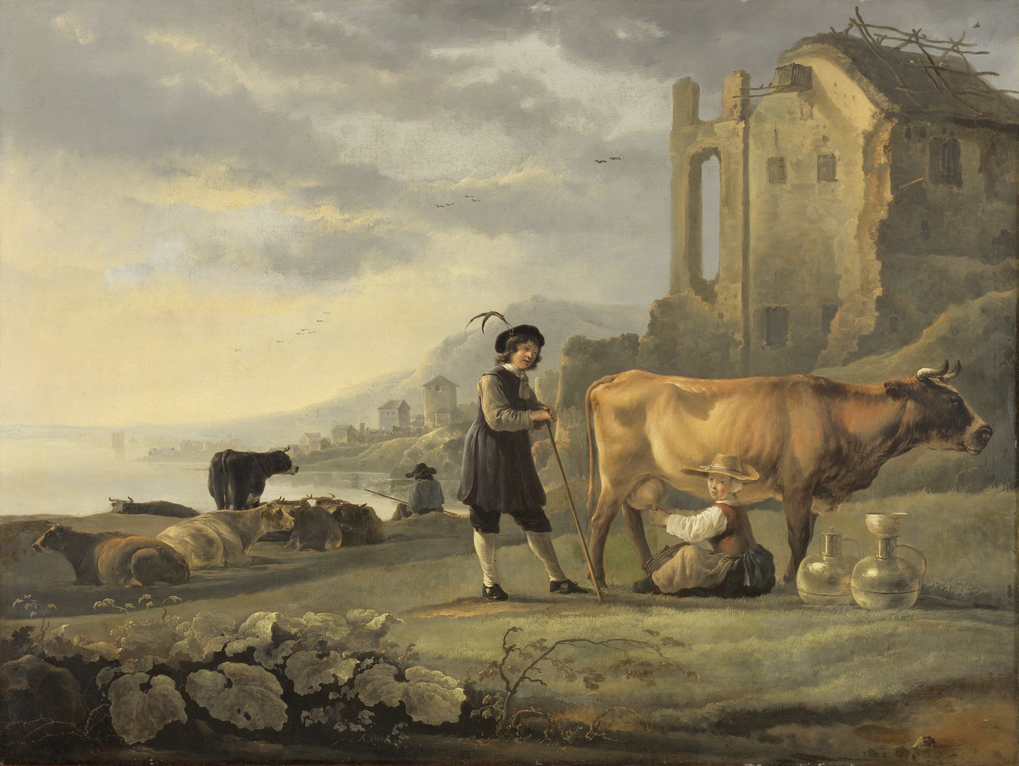 2000x1503 Landscape With Maid Milking A Cow Detroit Institute Of Arts Museum - E Brodsky Cow Painting