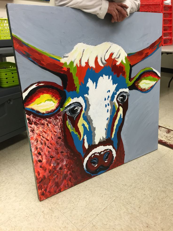 736x981 34 Best Paint Projects Images On Canvases, Painting - E Brodsky Cow Painting