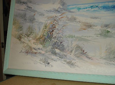 400x296 Large Framed Seascape Beach Oil Painting Signed E. Carlsen Beach - E Carlsen Painting