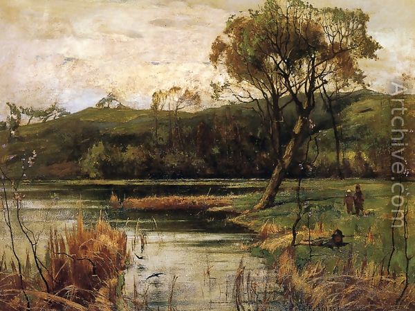600x449 The River Bank Reproduction By Emil Carlsen - E Carlsen Painting