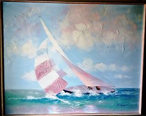 300x238 E.carlsen Gliding The Waves Original Paintingcanvassigned - E Carlsen Painting