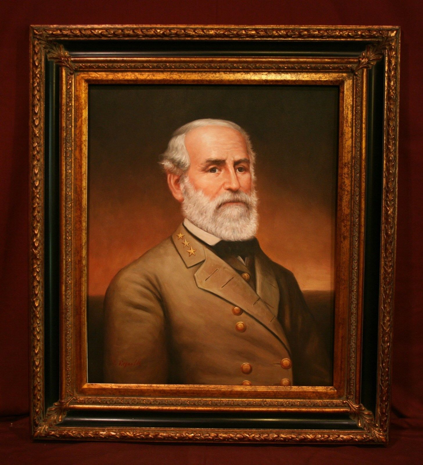 1457x1600 Robert E.lee Civil War General Oil Painting Black And Gold Frame - E Lee Oil Painting
