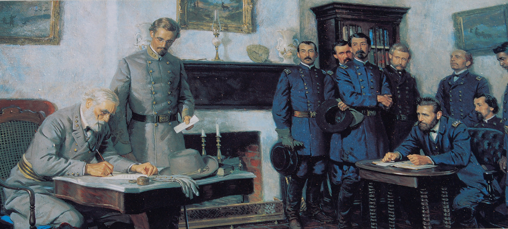 1024x462 Painting Of Robert E. Lee Signing The Surrender Documents - E Lee Painting