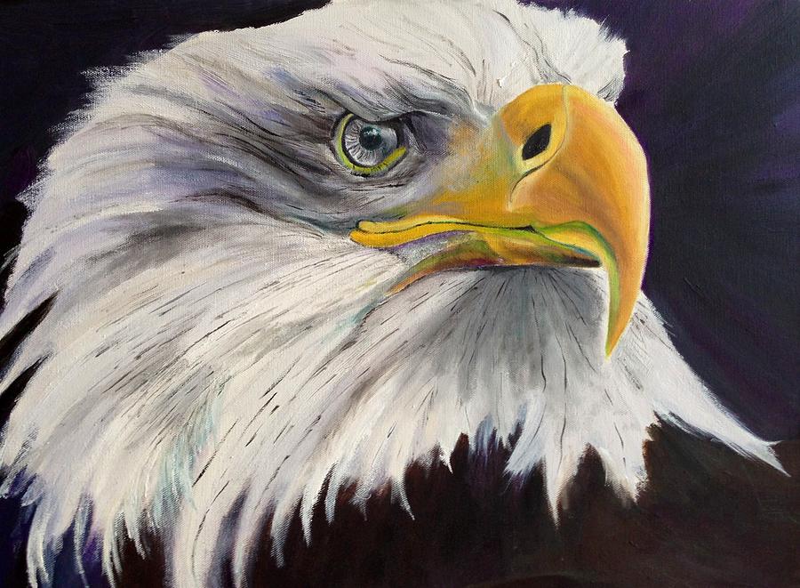 900x661 Eagle Eyes Painting By Harlene Bernstein - Eagle Eye Painting