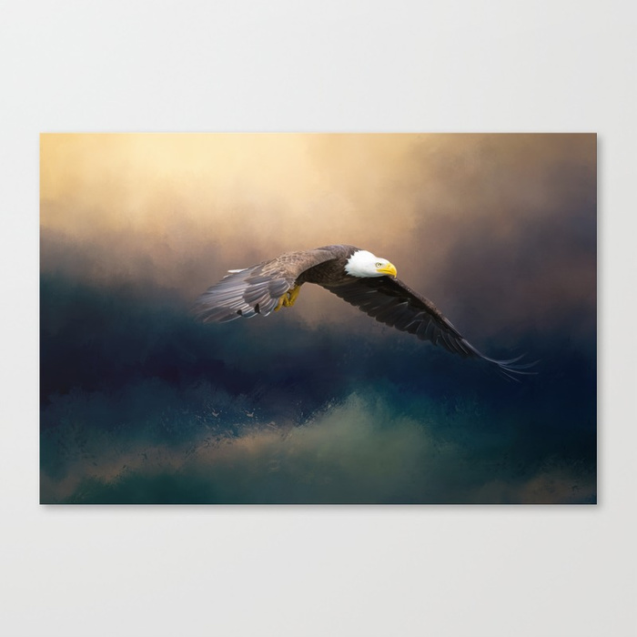 700x700 Painting Flying American Bald Eagle Canvas Print By Simonegatterwe - Eagle Flying Painting
