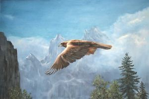 300x200 Alice Hurlbert Golden Eagle Flying, Original Oil Painting, Wild - Eagle Flying Painting