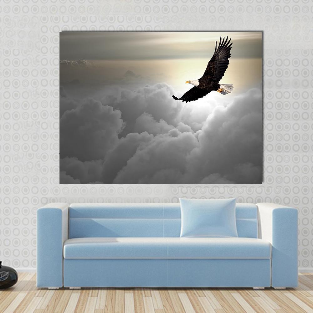 1000x1000 Bald Eagle Flying Above The Clouds Multi Panel Canvas Wall Art - Eagle Flying Painting