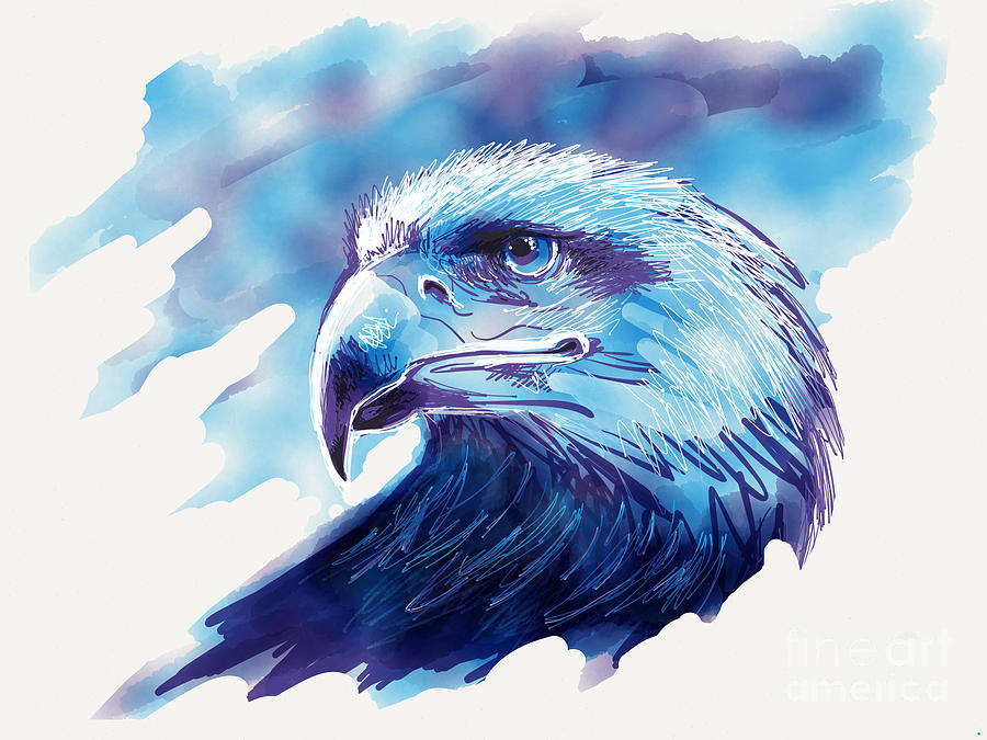 900x675 Eagle Head Painting By Victoria Skorobogatskaya - Eagle Head Painting