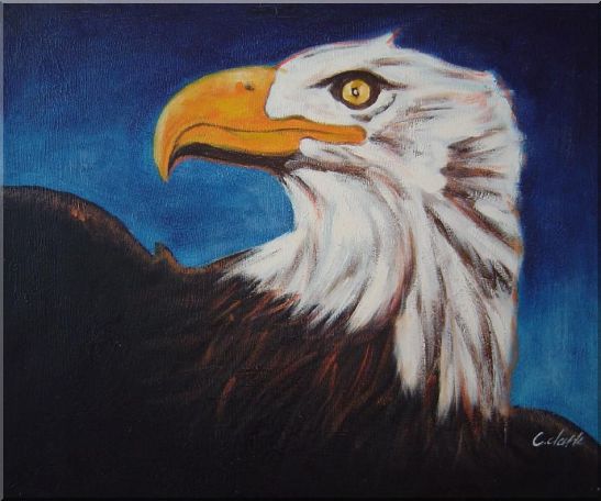 547x456 Framed American Bald Eagle Head Oil Painting Animal Modern 20 X 24 - Eagle Head Painting