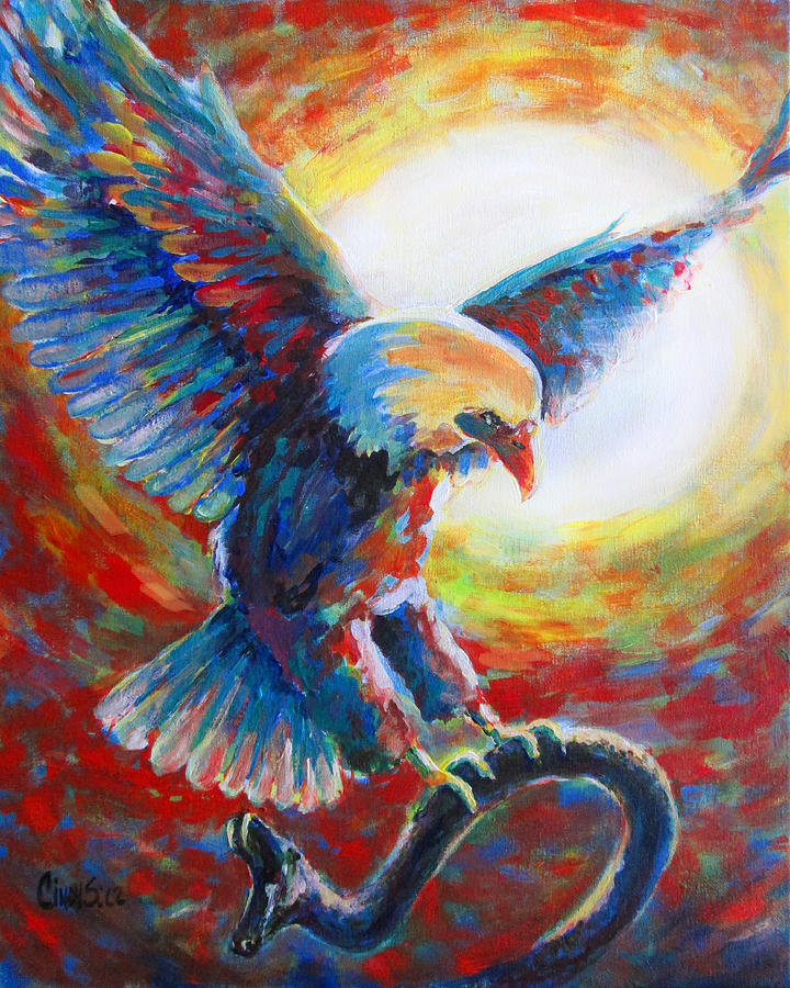 720x900 Eagle Takes Charge Painting By Tamer And Cindy Elsharouni - Eagle Painting Abstract