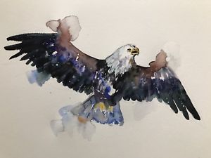300x225 Original Watercolour Painting Birds Eagle, Watercolor, Wall - Eagle Painting Abstract