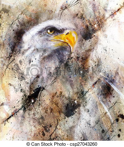 398x470 Beautiful Painting Of Eagle On An Abstract Background,color - Eagle Painting Abstract