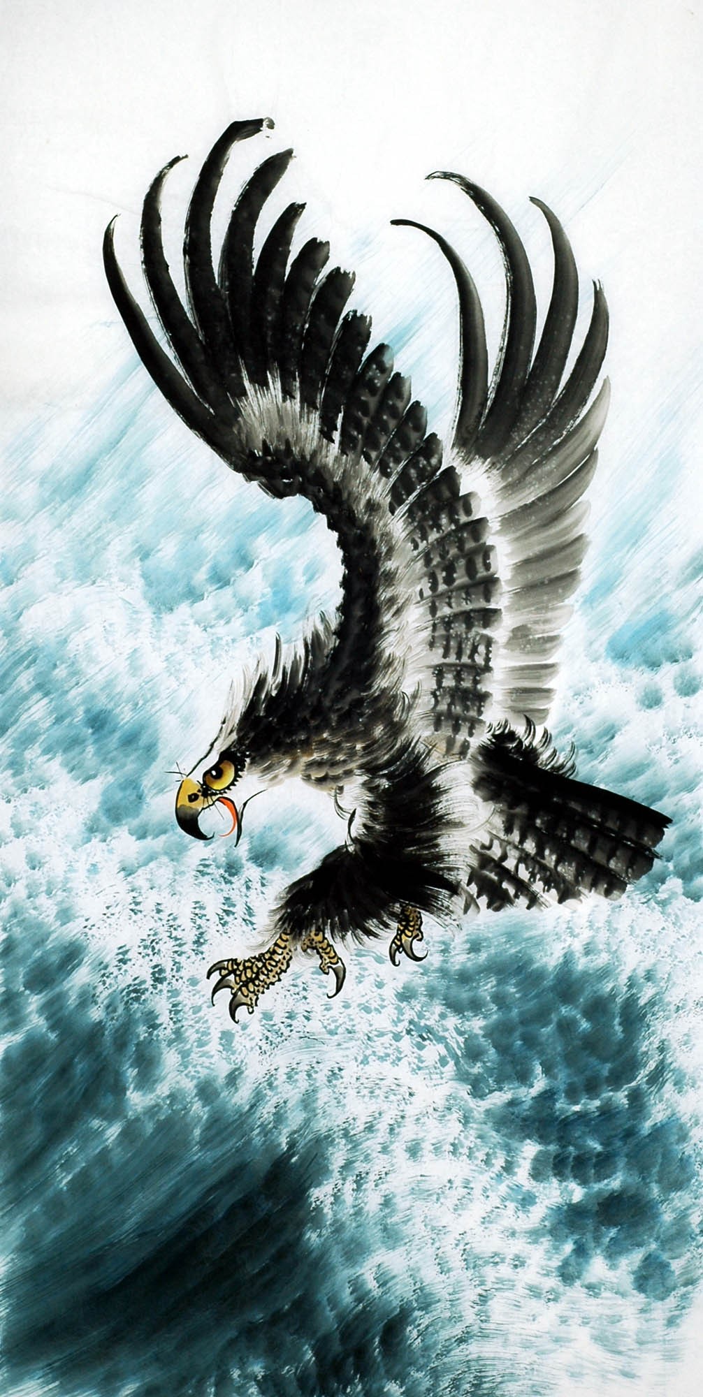 1006x2000 Chinese Eagle Painting - Eagle Painting Images