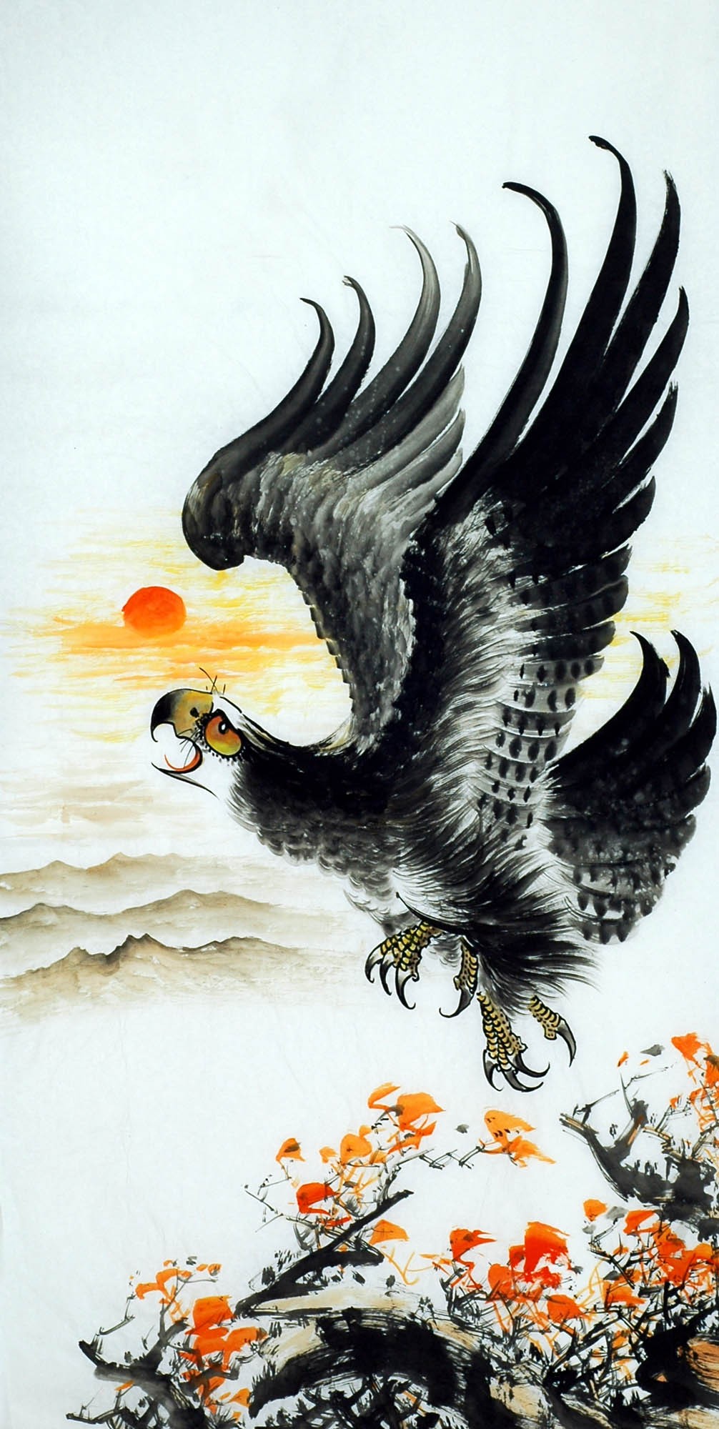 1006x2000 Chinese Eagle Painting - Eagle Painting Images