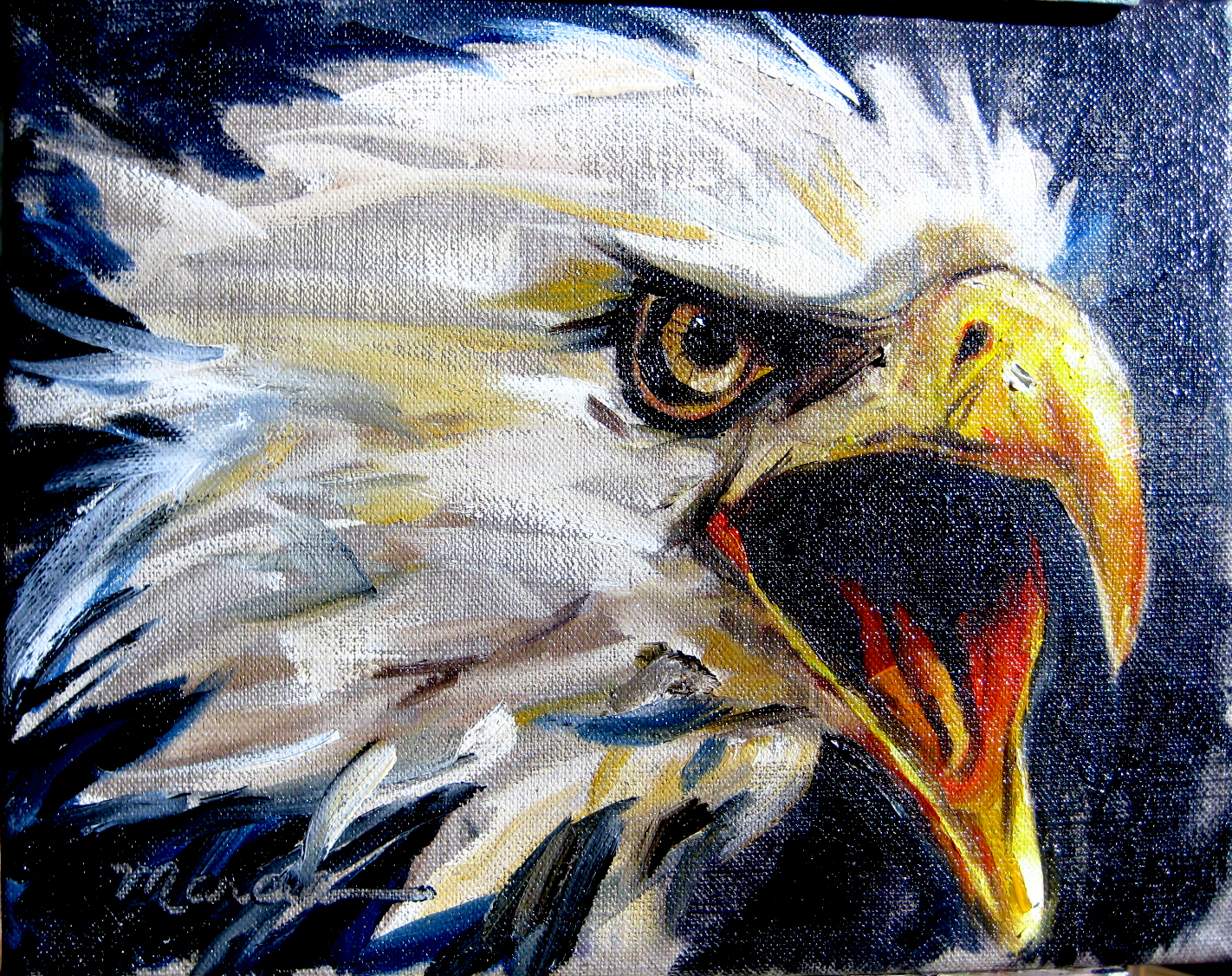 1422x1126 Painting By The Lake War Eagle - Eagle Painting Images