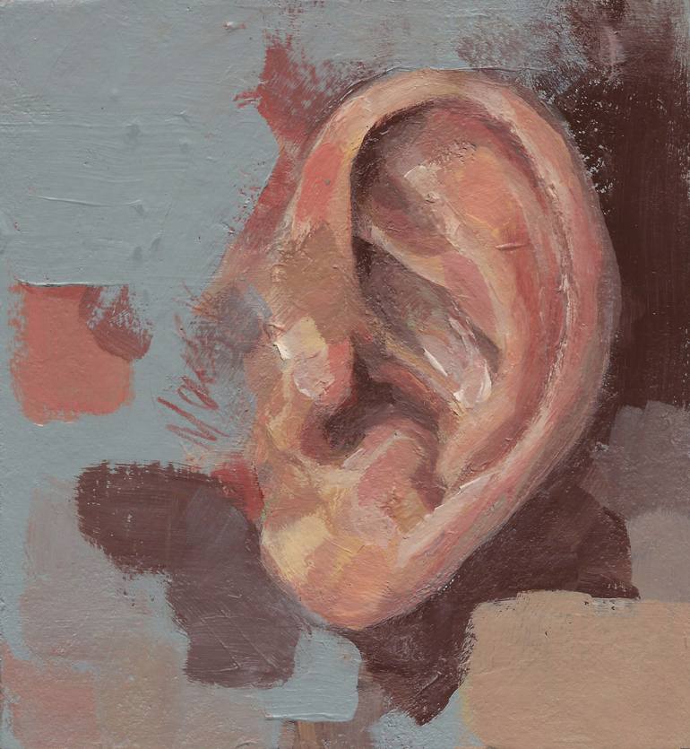 770x835 Saatchi Art Ear In Grey Oreja En Gris Painting By Desdibujando - Ear Painting