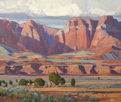 236x200 Last Light, Vermilion Cliffs, G. Russell Case, 42x54, Oil - Earl Glenn Russell Painting