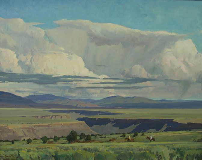 672x535 Along The Gorge G. Russell Case Art Landscaping - Earl Glenn Russell Painting