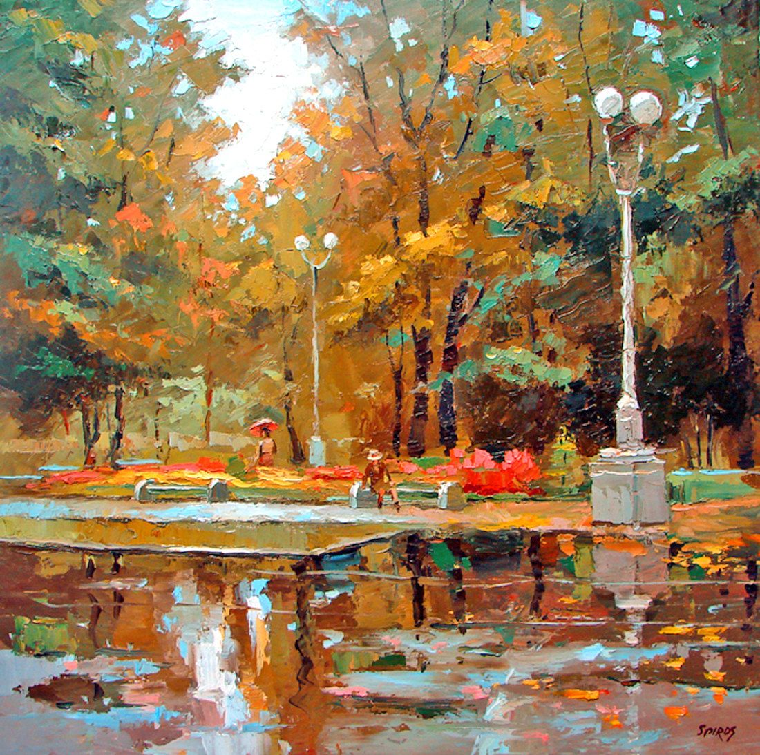 1100x1093 Early Autumn Oil Palette Knife On Canvas Painting By Dmitry - Early Autumn Painting