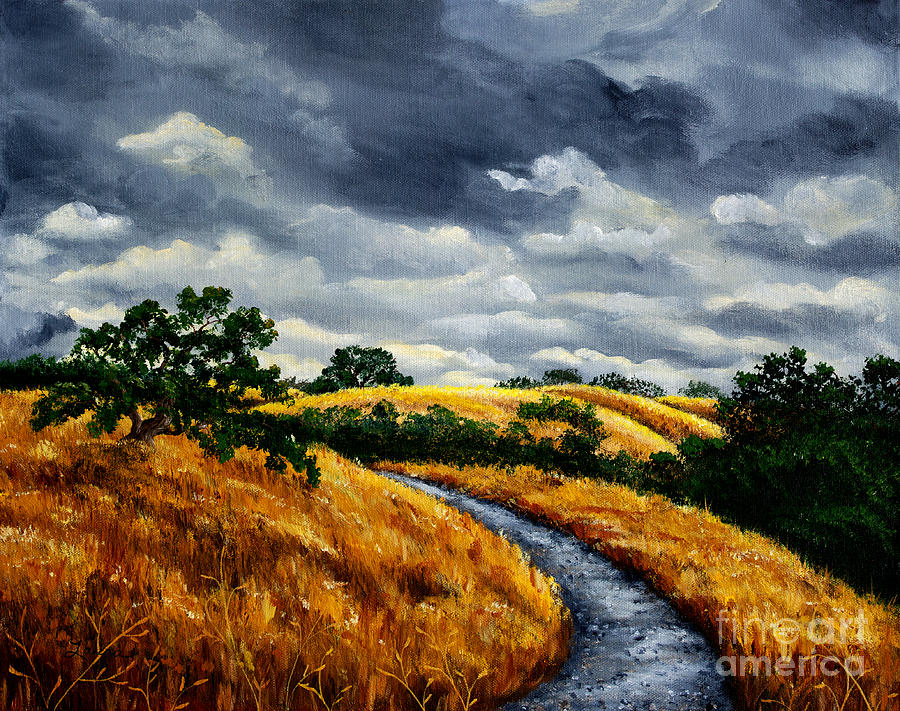 900x711 Arastradero Trail In Early Autumn Painting By Laura Iverson - Early Autumn Painting