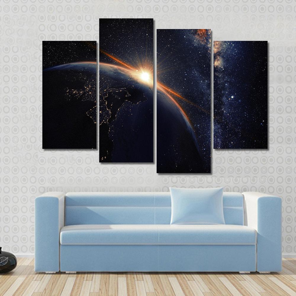 1000x1000 Beautiful Sunset On Planet Earth Multi Panel Canvas Wall Art - Earth Canvas Painting