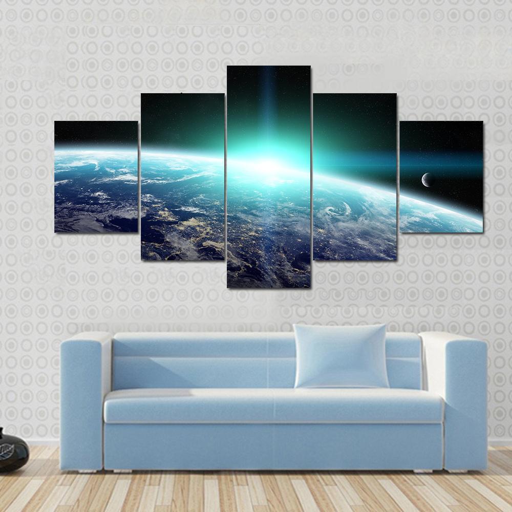 1000x1000 Bright Sun On Planet Earth Multi Panel Canvas Wall Art - Earth Canvas Painting