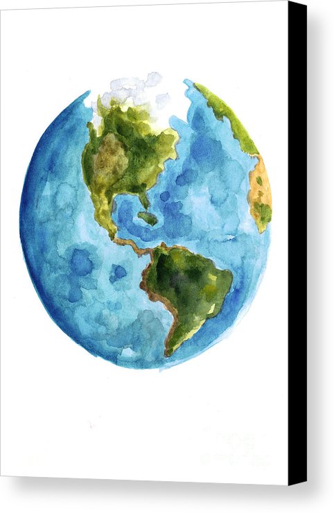 482x740 Earth America Watercolor Poster Canvas Print Canvas Art By - Earth Canvas Painting