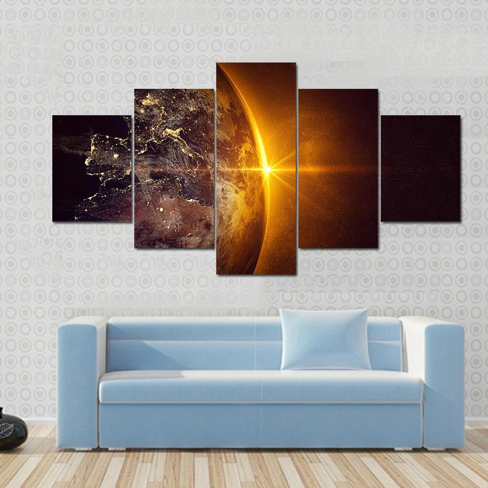 1000x1000 Sunrise On Planet Earth Multi Panel Canvas Wall Art - Earth Canvas Painting