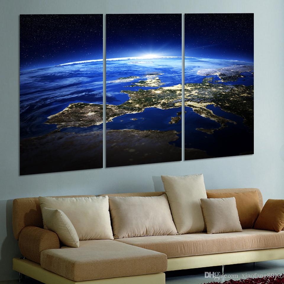 960x960 2018 The Earth Map From The Space Canvas Painting 100% Handmade - Earth Canvas Painting