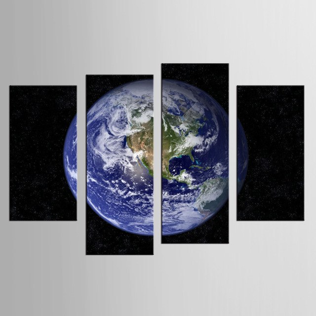 640x640 4 Pieces Set Landscape Abstract Rising Sun Planet Earth Canvas - Earth Canvas Painting