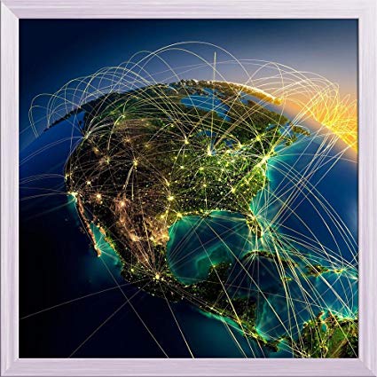 425x425 Az Highly Detailed Planet Earth Canvas Painting White Wood Frame - Earth Canvas Painting