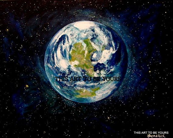 570x455 Planet Earth Original, Acrylic Painting On 16 X20 Gallery Canvas - Earth Painting