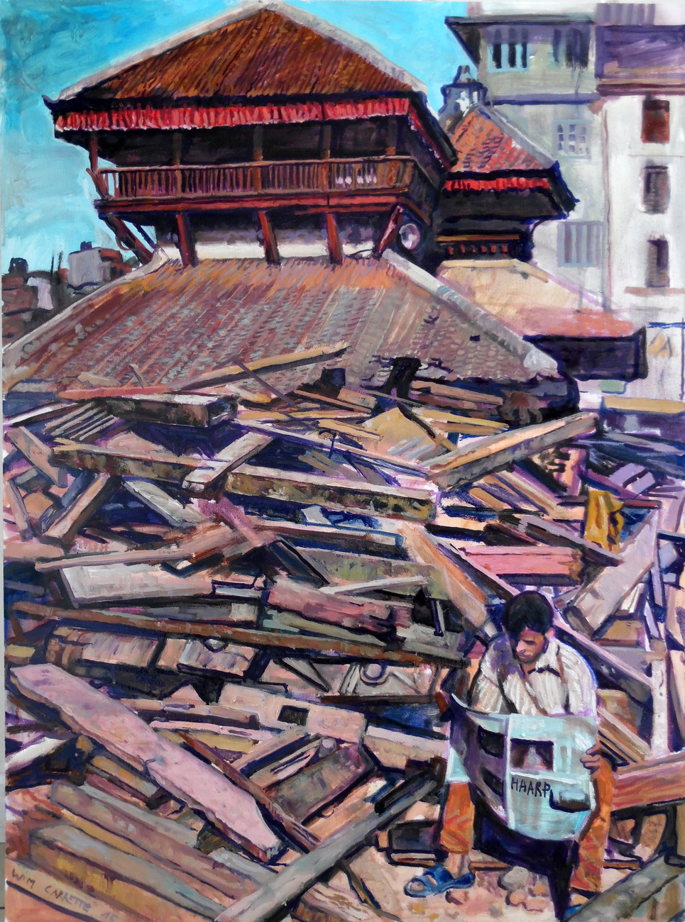 965x1300 Nepal Earthquake Haarp By Wim Carrette, 2500 Eur Onsitegallery - Earthquake Painting