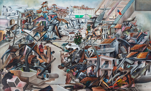 500x300 Original Haitian Paintings Arts Of Haiti Bertelus Myrbel - Earthquake Painting