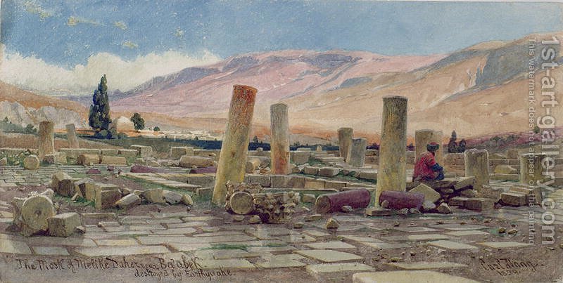 800x403 The Mosque Of Melike Near Baalbek Destroyed By An Earthquake Carl - Earthquake Painting