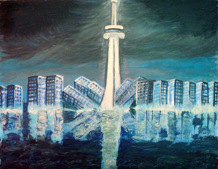 719x557 Earthquake City Scape Dominic Simone's Gallery - Earthquake Painting