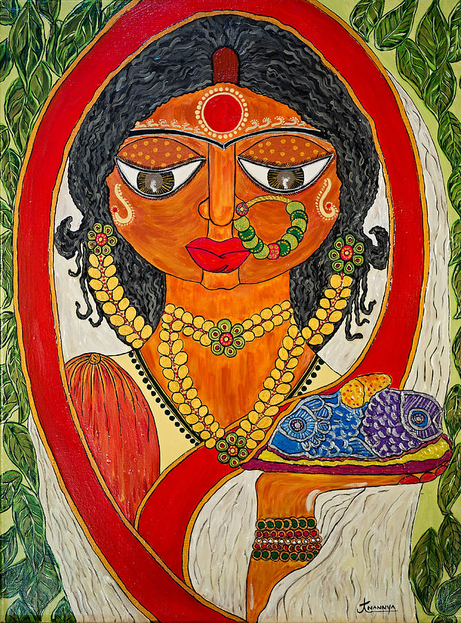 667x900 East Indian Bengali Bride Painting By Anannya Chowdhury - East Indian Painting