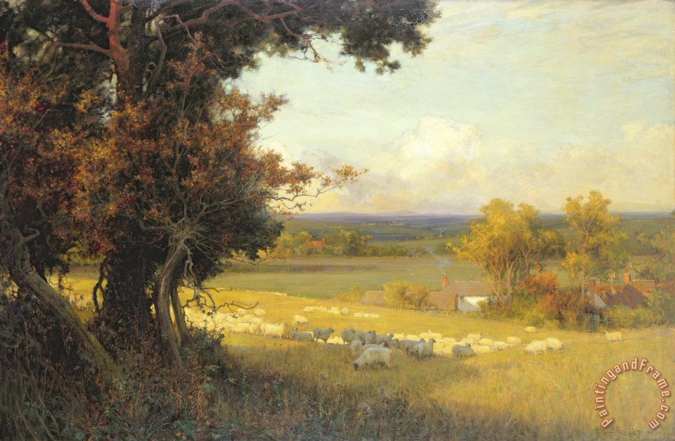 960x627 Sir Alfred East The Golden Valley Painting - East Painting