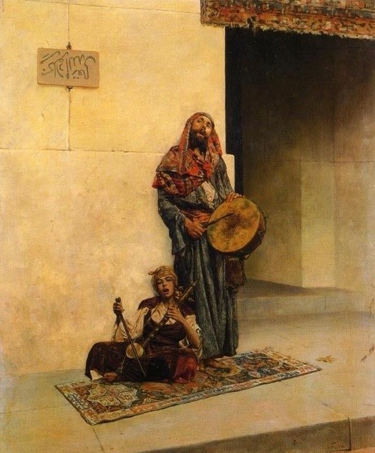 530x640 Beautiful Art Oil Painting Street Musicians In A Middle Eastern - East Painting
