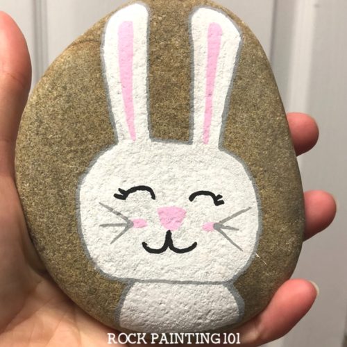 500x500 Adorable Bunny Rock Painting Tutorial For Beginners - Easter Bunny Painting